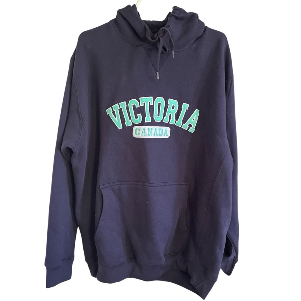 Victoria Canada Navy Hoodie with Teal & White Lettering